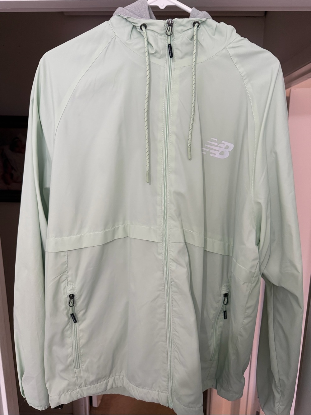 New Balance Men's Mint Green Hooded Windbreaker Jacket
